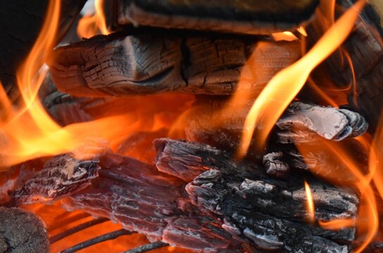fire in fireplace