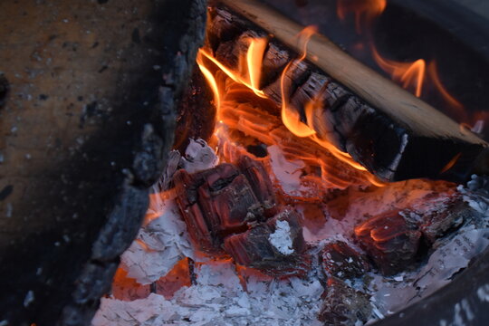 fire in the fireplace
