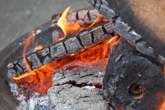 fire burning in a fireplace