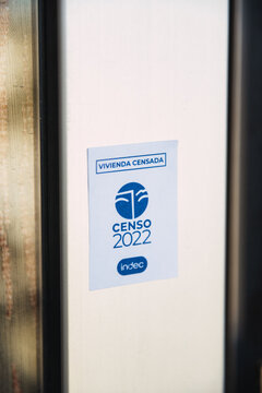 C&oacute;rdoba, Argentina, May 18, 2022, label with text in Spanish "Housing registered census 2022 INDEC"