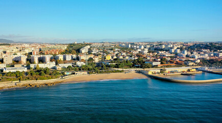 View of Paço de Arcos Beach in Oeiras Portugal