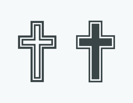 Religion cross vector icon set. Isolated cross icon vector design. Designed for web and app design interfaces.