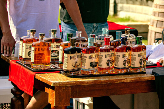 bottles of Whiskey at the "Texas Whiskey Festival" in Bee Cave, TX on May 14, 2022