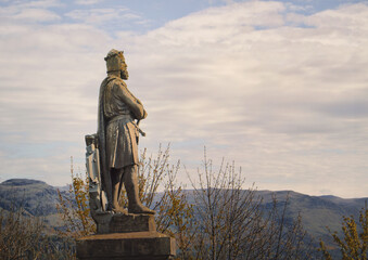 Closeup of the Robert de Bruce Statue in the Stirling Castle, Scotland