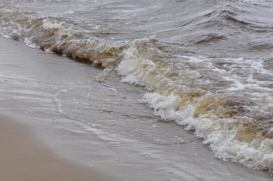Baltic sea. Sea and waves on the sandy beach, Latvia