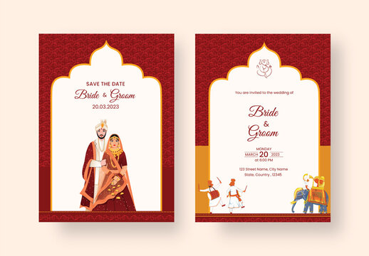 Indian Wedding Card Stationery or Invitation Card Layout