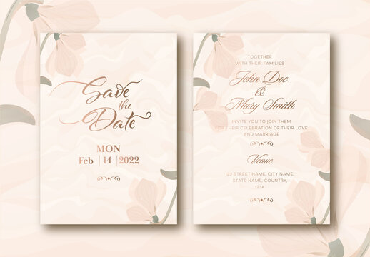 Floral Wedding Card Stationery or Invitation Card Layout