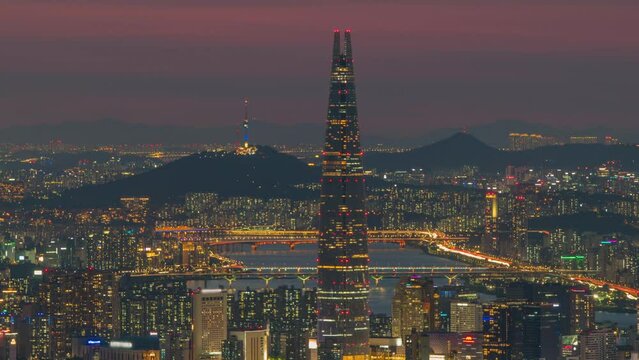 Seoul City, Skyline in Night ; South Korea 