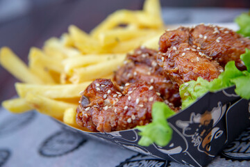 Wings and fries 