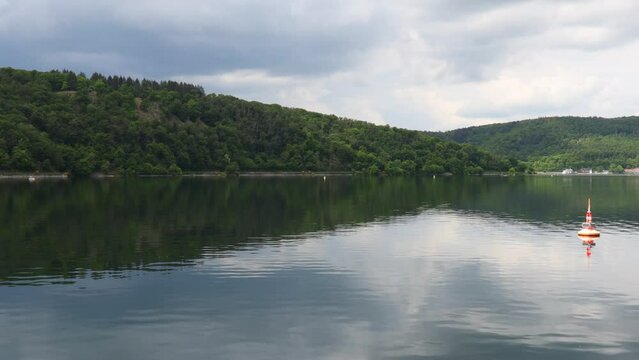the edersee lake in germany in summer in a pan 30fps 4k