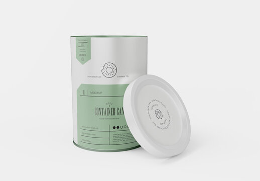 Opened Round Tin Can Mockup
