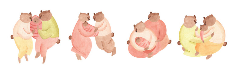 Watercolor Newborn Bear Illustrations
