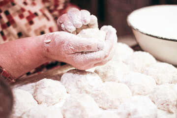 Hands with flour