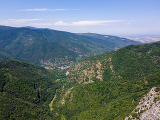 Naklejka na ściany i meble Aerial view of Rhodopes near The Red Wall peak, Bulgaria