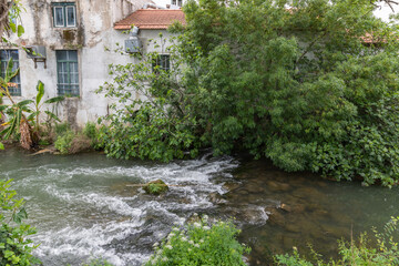 Natural view of the River Almonda in the old city of Torres Novas, district of Santarem, Portugal