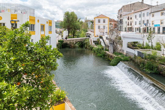 Natural view of the River Almonda in the old city of Torres Novas, district of Santarem, Portugal