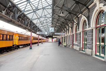 Main platform of Dunedin railway station, South Island, New Zealand