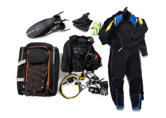 Set of Diving Equipment Isolated    