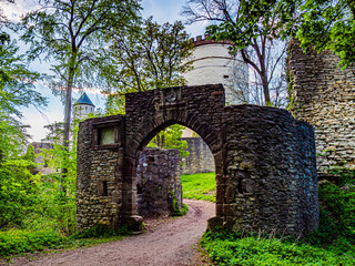 photo of the archway and medieval castle ruins, Plesse Burg in Bovenden, Germany