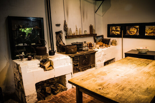 Closeup shot of Colonial era kitchen in Chascomus