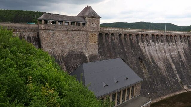 the edersee dam building  in germany in summer 30fps 4k