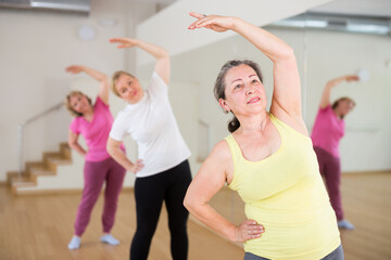 European women are dancing during the group training