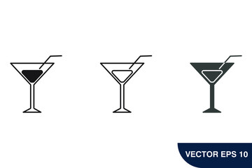 Cocktail icon icons  symbol vector elements for infographic web