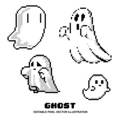 Pixel ghost set icon design vector