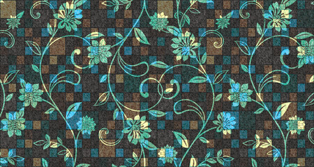 Seamless flower colorful modern texture background.