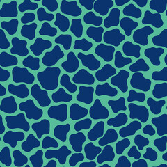 Blue and green animal giraffe texture seamless pattern vector. Hand-drawn cartoon surface design by bold colors vector. Spotted dinosaur skin texture seamless pattern vector