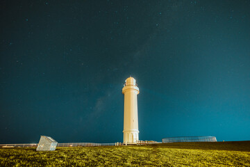 Wollongong Lighthouse at night with a starry sky