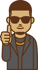 Illustration of a rugged man giving a thumbs-up