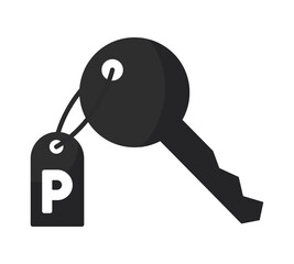 key with parking symbol label