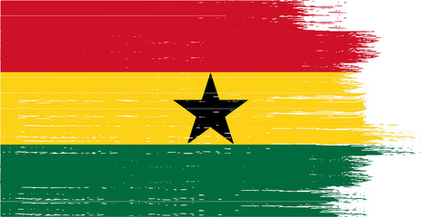 Ghana flag with brush paint textured isolated  on png or transparent background.Symbol of  Ghana. Vector illustration - obrazy, fototapety, plakaty