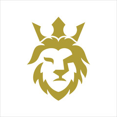 Mascot Lions Head.  King Lion Logo Design Template Vector Illustrations