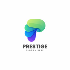 Vector Logo Illustration Letter P Gradient Colorful Style.