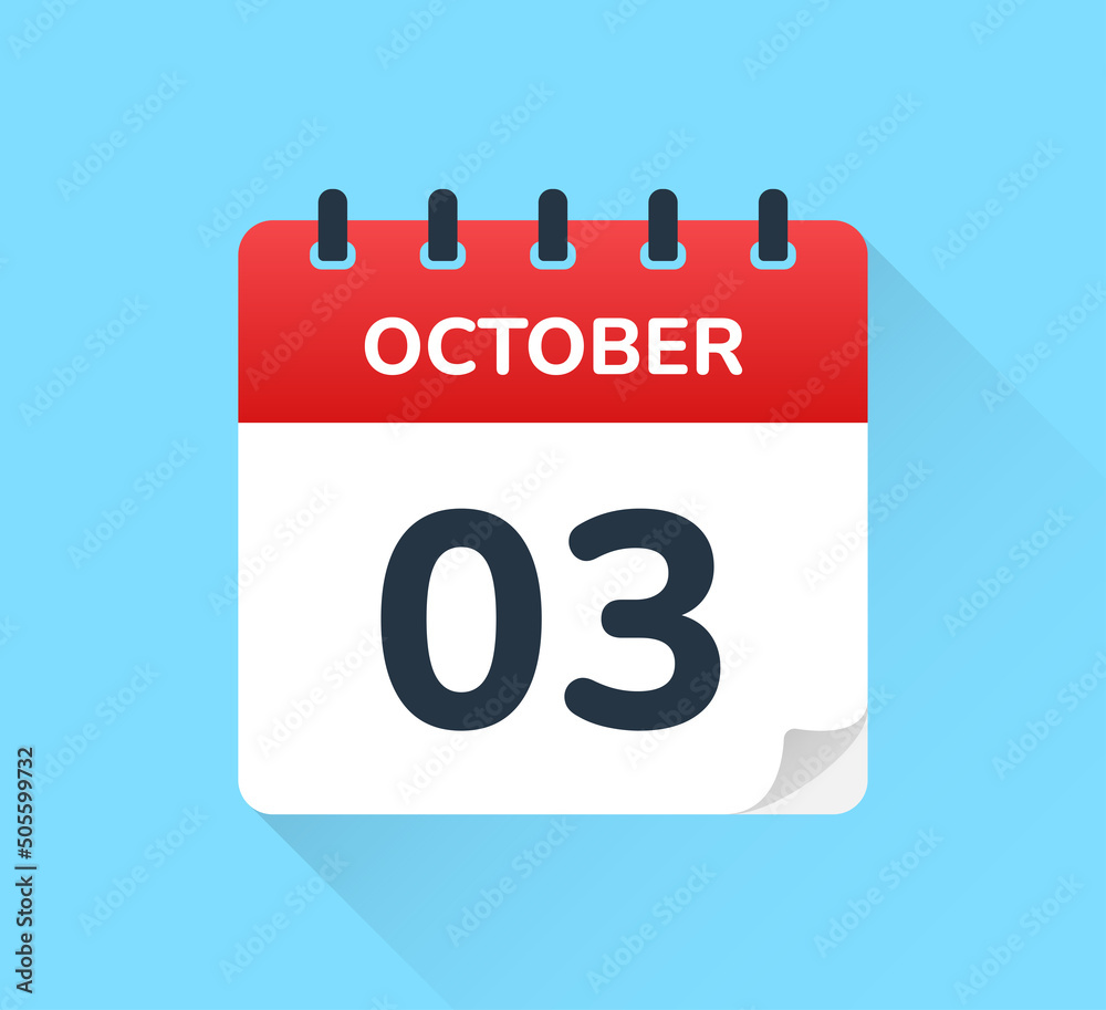 Poster october 3, three of the month on calendar icon. date and month concept.