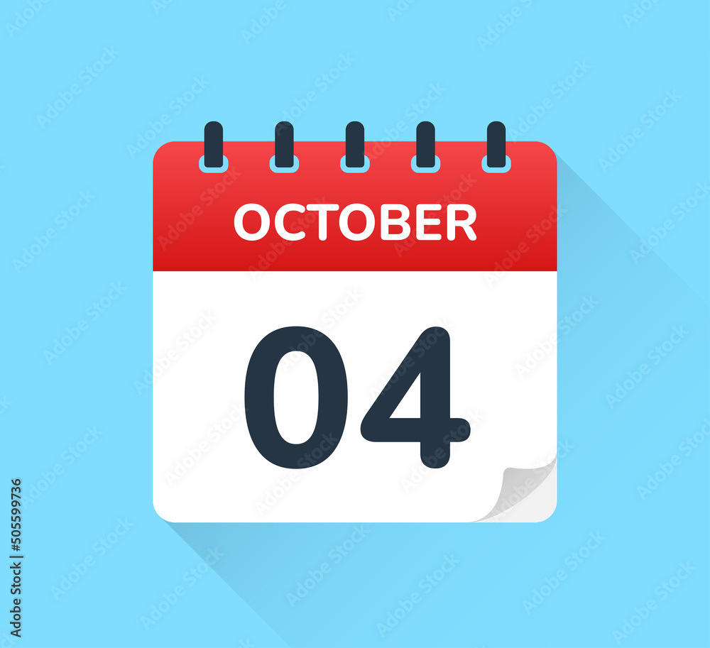 Poster october 4, four of the month on calendar icon. date and month concept.