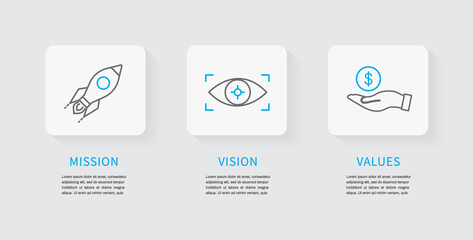 Fototapeta na wymiar Mission, Vision and Values icon. Business success concept. Organization mission. flat design. Vector illustration