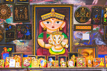 KOLKATA, WEST BENGAL , INDIA - DECEMBER 3RD 2016 : Artworks made of various artists , handicrafts on display during the Handicraft Fair in Kolkata - the biggest handicrafts fair in Asia.