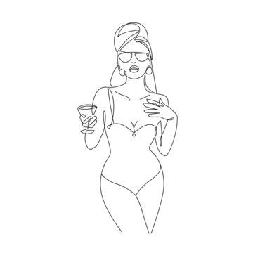 recommend clip art: Woman Body One Line Drawing. Female Figure Creative Contemporary Abstract Line Drawing. Beauty Fashion Female Naked Body. Vector Minimalist Design for Wall Art, Print, Card, Poster.