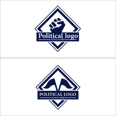 The illustration political logo template with symbol hands clenched power emblem line vector design. Isolated on white background