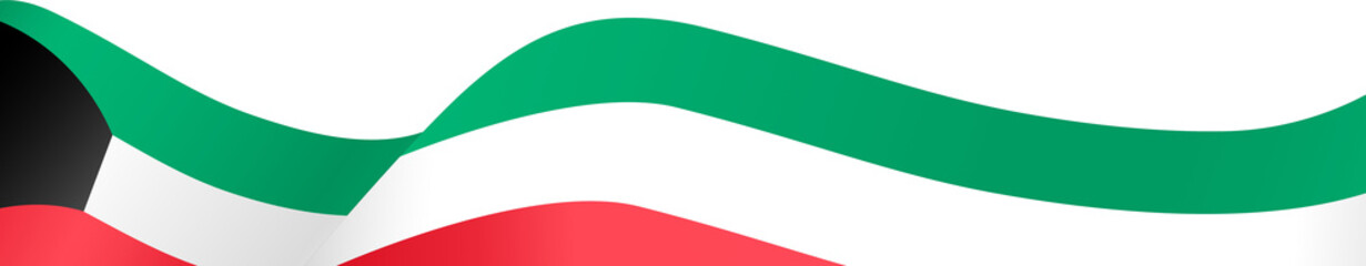 Kuwait flag wave  isolated  on png or transparent background,Symbol Kuwait. vector illustration