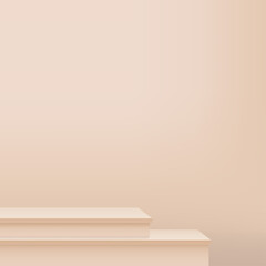 3d cream color background product display podium scene with geometric platform. Vector