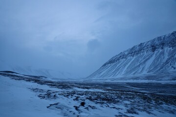 svalbard / spitzbergen landscape with snow and ice 