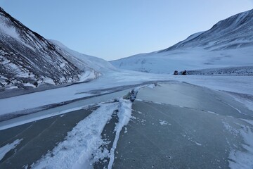 svalbard / spitzbergen landscape with snow and ice