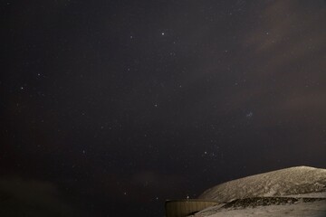 Naklejka premium snow at night with clear dark sky Svalbard / Spitzbergen