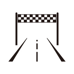 Illustration of ribbon in finishing line with racing track