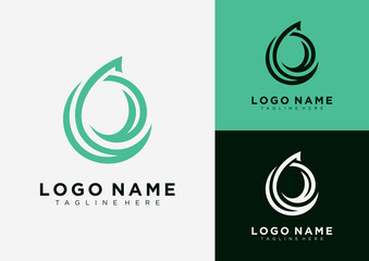 Letter E and water drop logo design template.