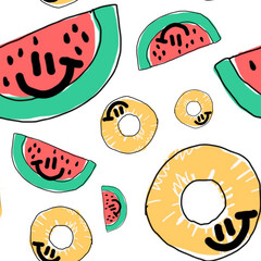 Sweet fruits seamless pattern. illustration.